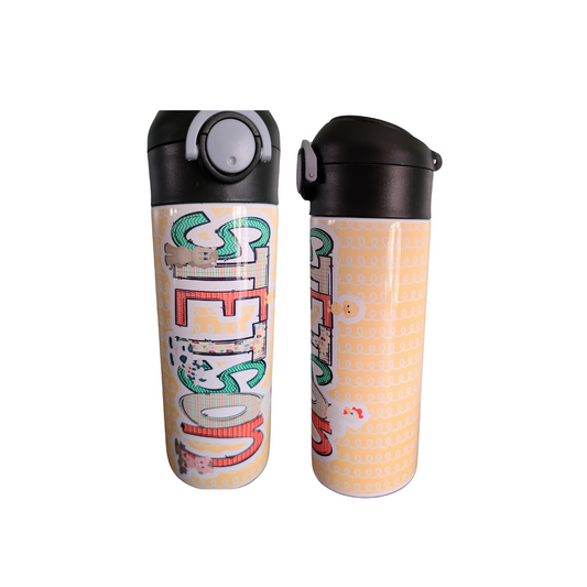 Personalized Farm Animals Water Bottle - 12 oz Flip Top Water Bottle with Straw