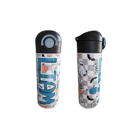 Retro Halloween Flip Top Water Bottle - Personalized