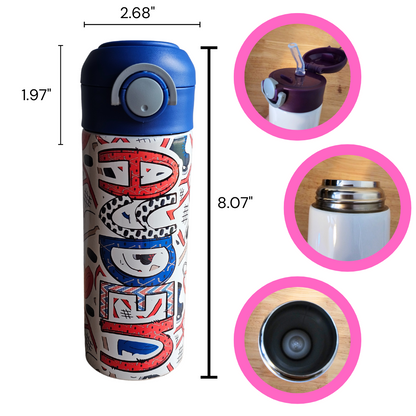 Hockey Red & Blue Flip Top Water Bottle - Personalized
