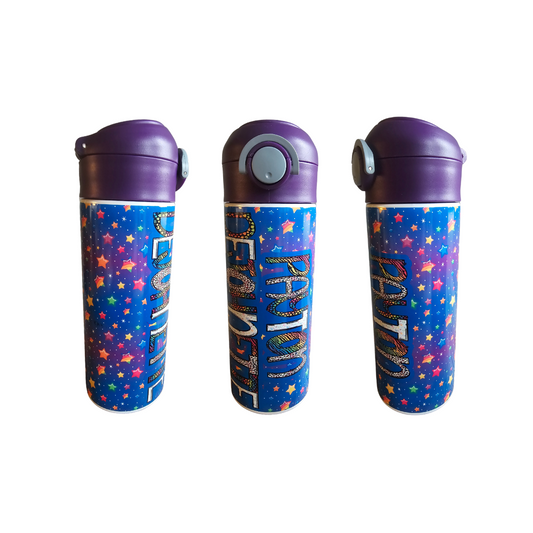 Bright Stars Personalized Water Bottle - 12 oz Flip Top Water Bottle with Straw