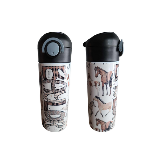 Horses (Brown/Black) Flip Top Water Bottle - Personalized