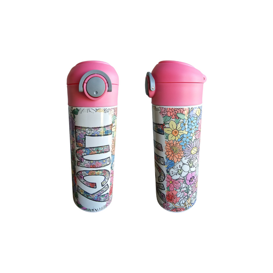Wildflower Floral Flip Top Water Bottle - Personalized