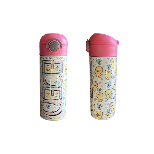 Baby Ducks Personalized 12 oz Flip Top Water Bottle with Straw