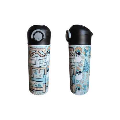 Retro Santa Flip Top Water Bottle - Personalized