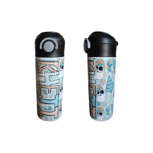 Retro Santa Flip Top Water Bottle - Personalized