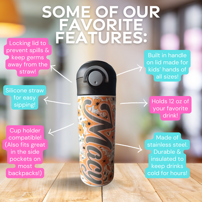 Fall Floral Water Bottle OR Sippy Cup - Personalized