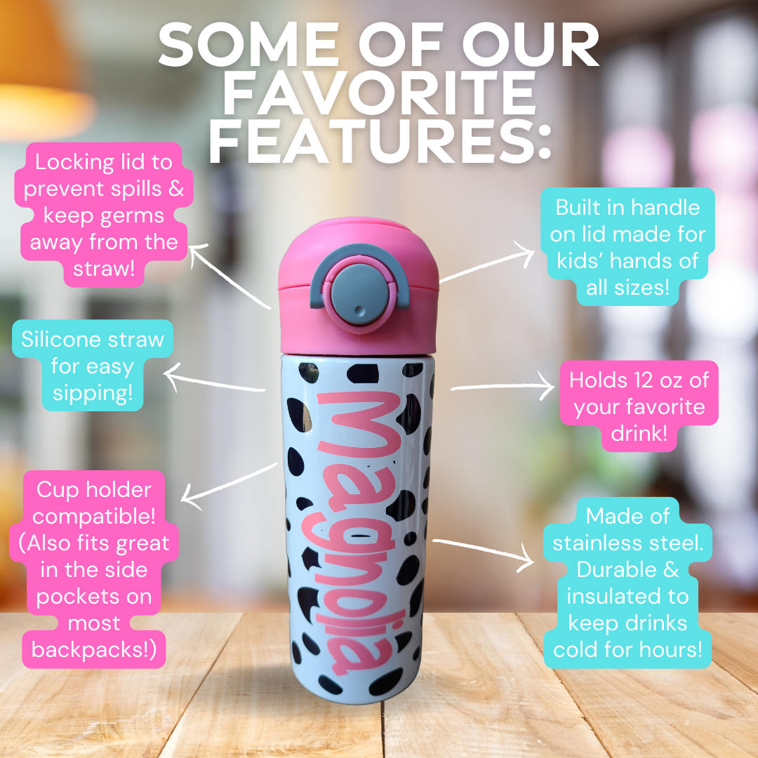 Dalmatian Spot Flip Top Water Bottle - Personalized