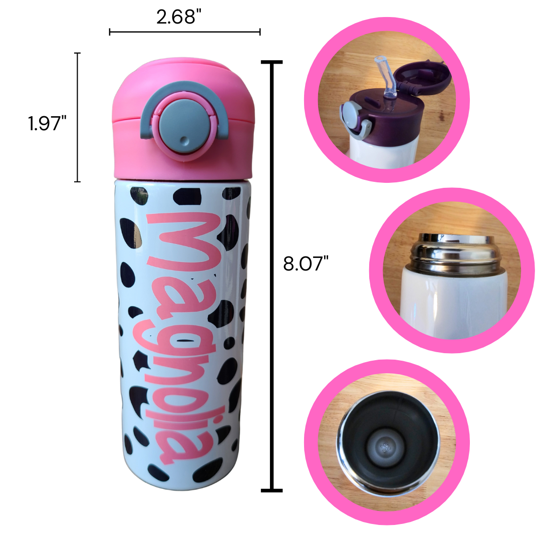 Dalmatian Spot Flip Top Water Bottle - Personalized