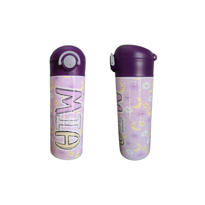 Purple Moon and Stars Personalized Water Bottle