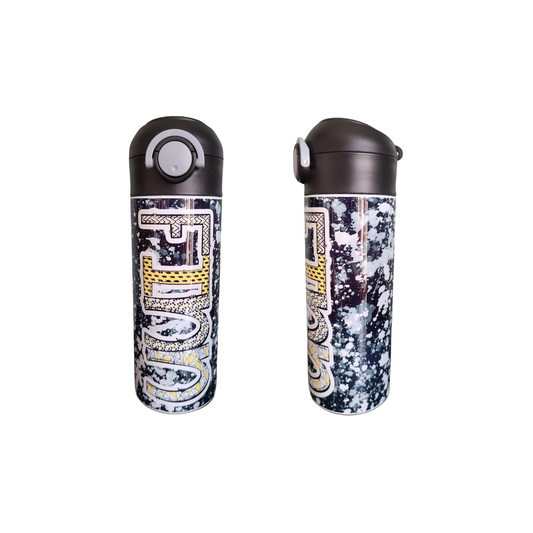 Black and Yellow Flip Top Water Bottle - Personalized