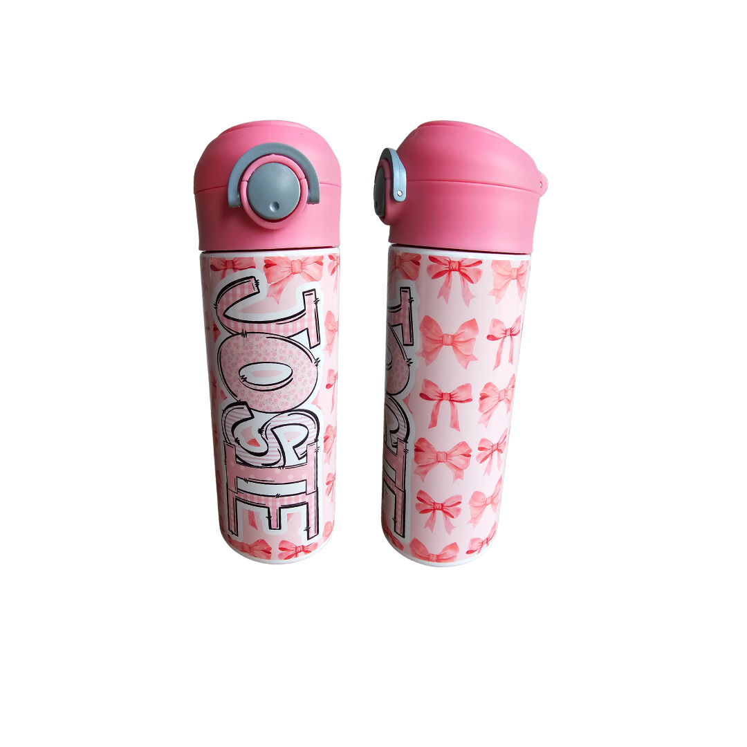 Pink Bows Personalized Water Bottle