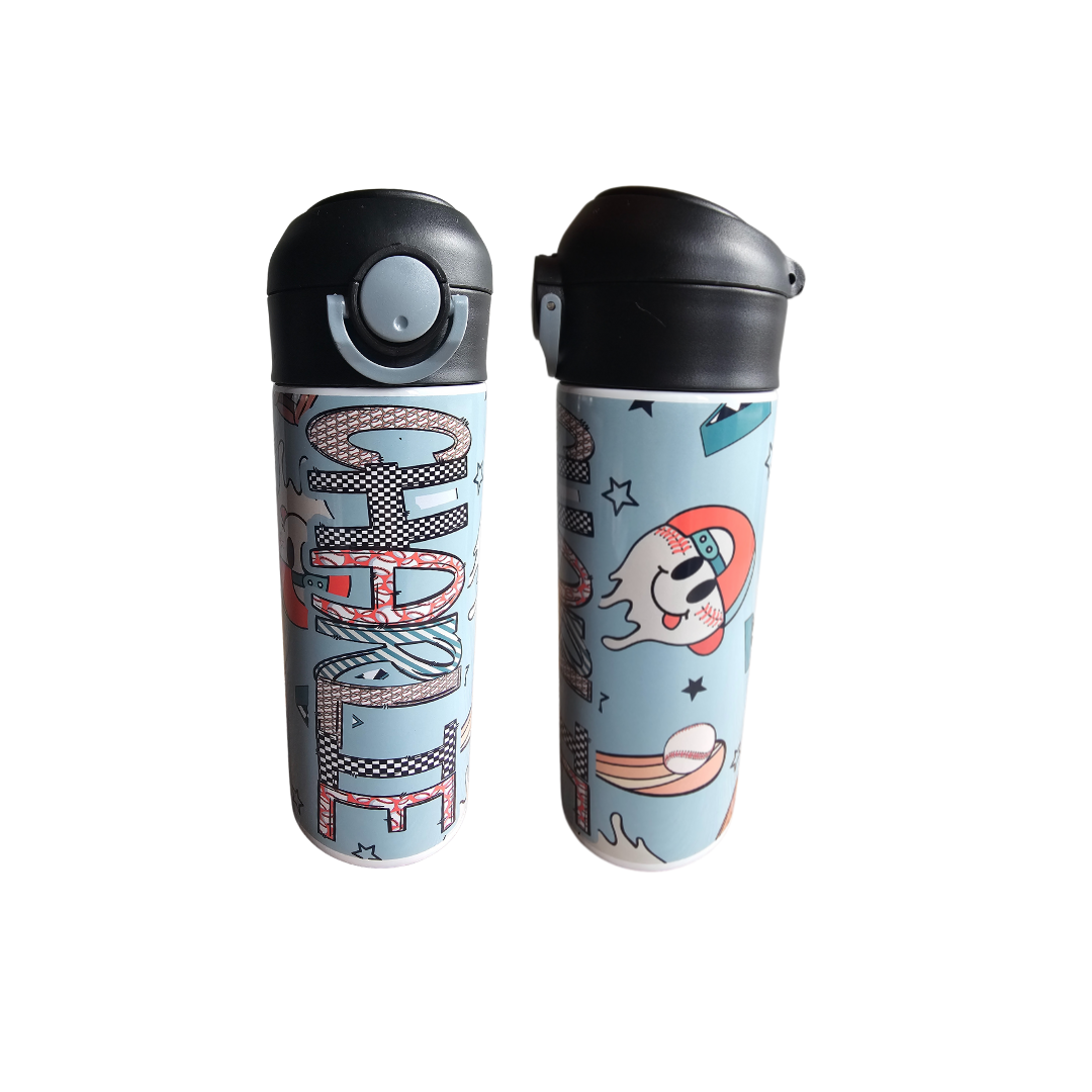 Baseball with Smileys Personalized Water Bottle