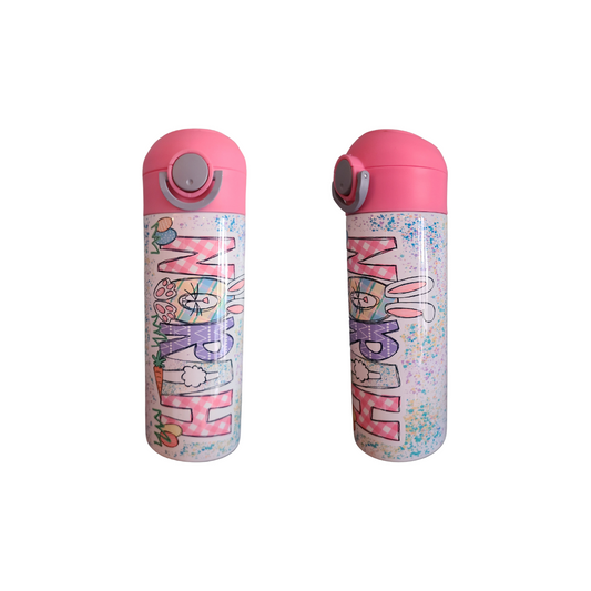 Easter Water Bottle - 12 oz Flip Top Water Bottle with Straw