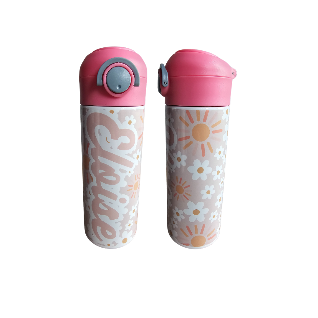 Neutral Suns and Daisies Personalized Water Bottle