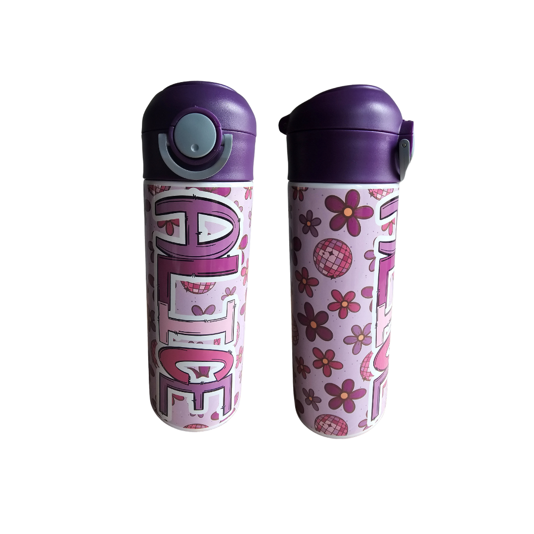 Purple Disco Personalized Water Bottle