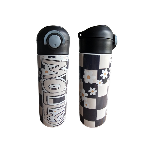 Plaid Flowers Personalized Water Bottle