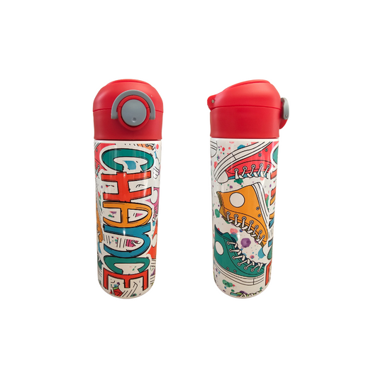 Sneakers Personalized Water Bottle - 12 oz Flip Top Water Bottle with Straw