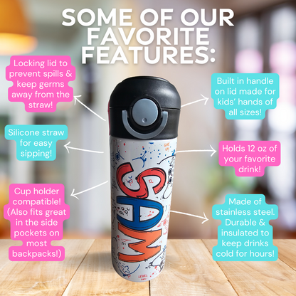 Gamer with White Background Personalized Water Bottle