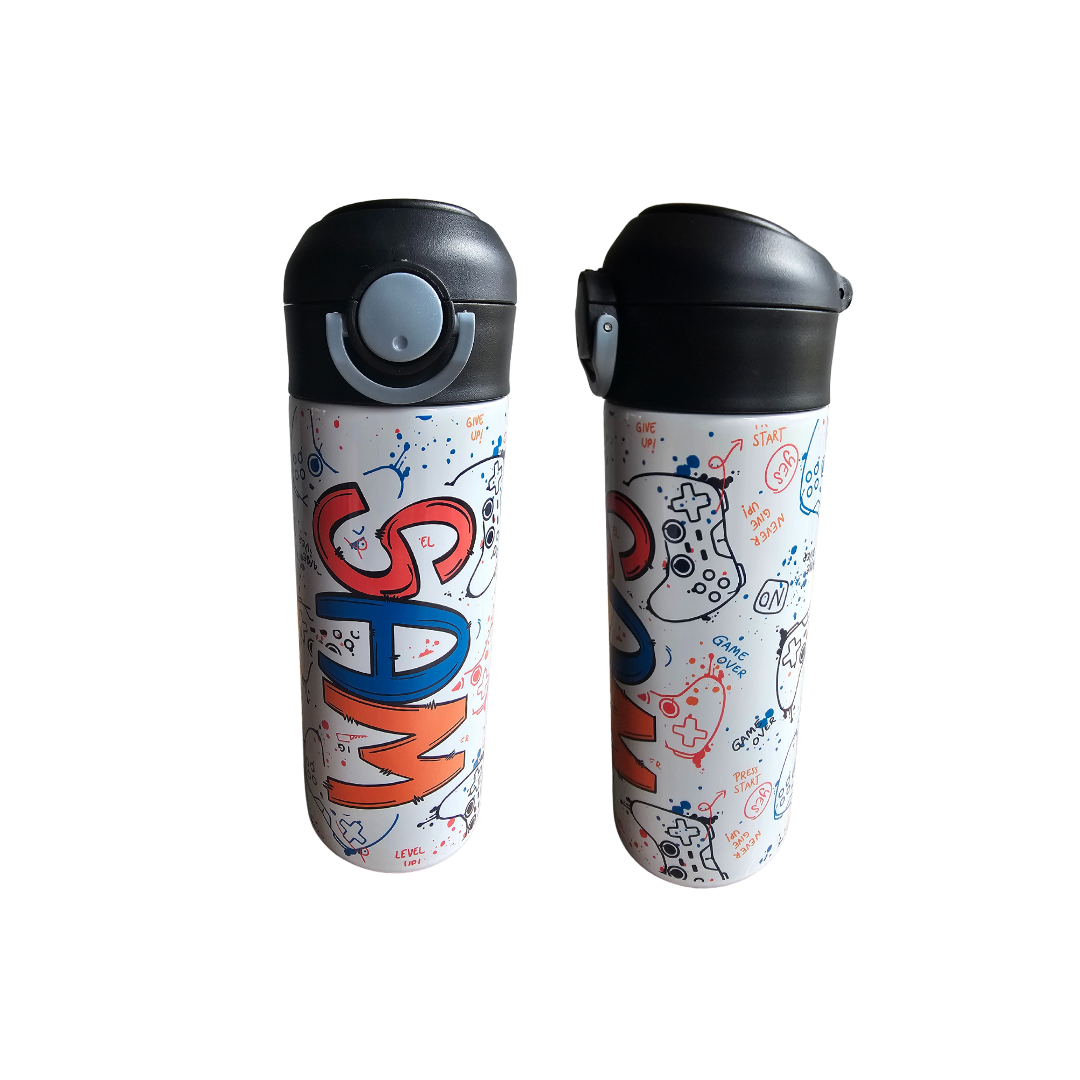 Gamer with White Background Personalized Water Bottle
