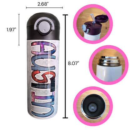 Galaxy Themed Flip Top Water Bottle - Personalized
