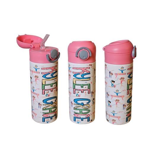 Gymnastics Girl 12 oz Flip Top Water Bottle with Straw - Personalized