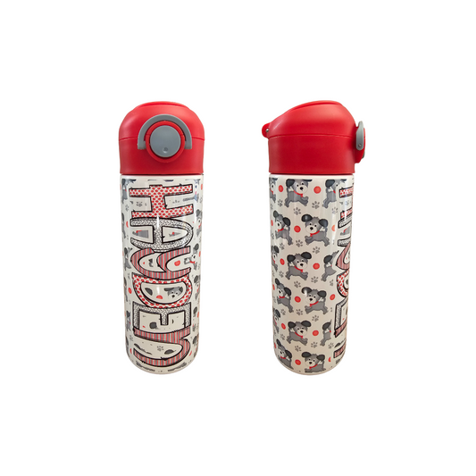 Puppies Personalized Water Bottle - 12 oz Flip Top Water Bottle with Straw