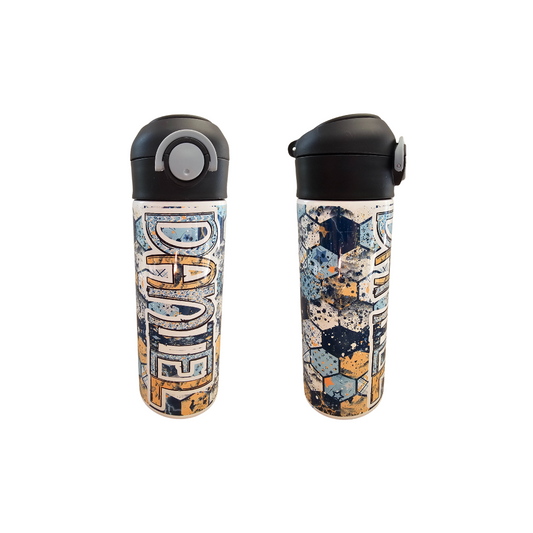 Blue & Yellow Personalized Water Bottle - 12 oz Flip Top Water Bottle with Straw