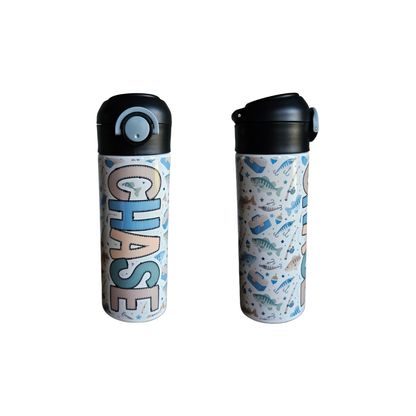 Fishing Personalized Water Bottle - 12 oz Flip Top Water Bottle with Straw