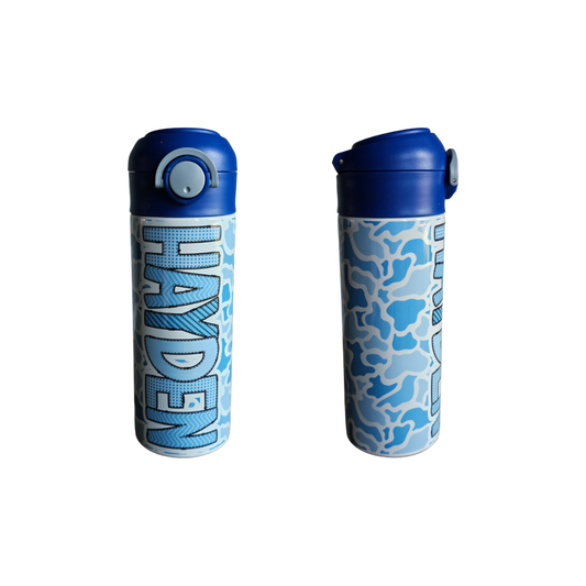 Blue Duck Camo Personalized Water Bottle - 12 oz Flip Top Water Bottle with Straw