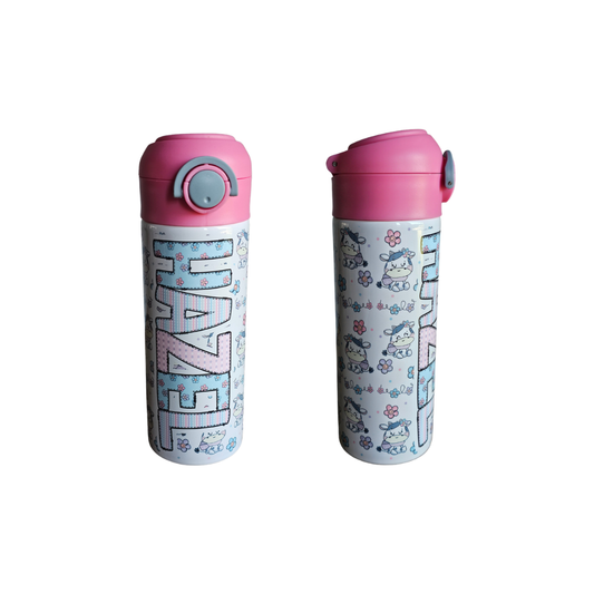 Cute Cows Personalized Water Bottle - 12 oz Flip Top Water Bottle with Straw