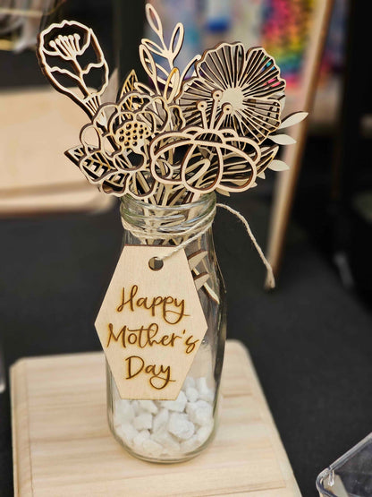 Wood Flowers - Birth Month Flowers (Sold Individually)