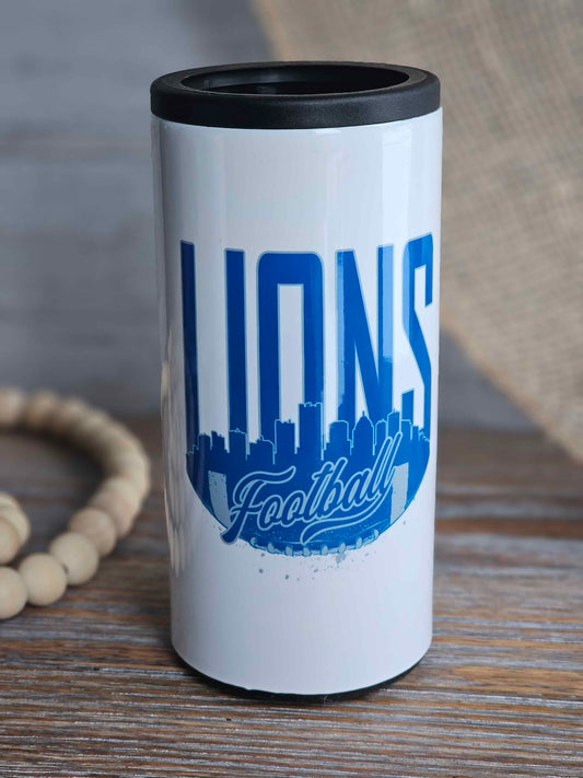 Lions Football Themed Skinny Can Cooler
