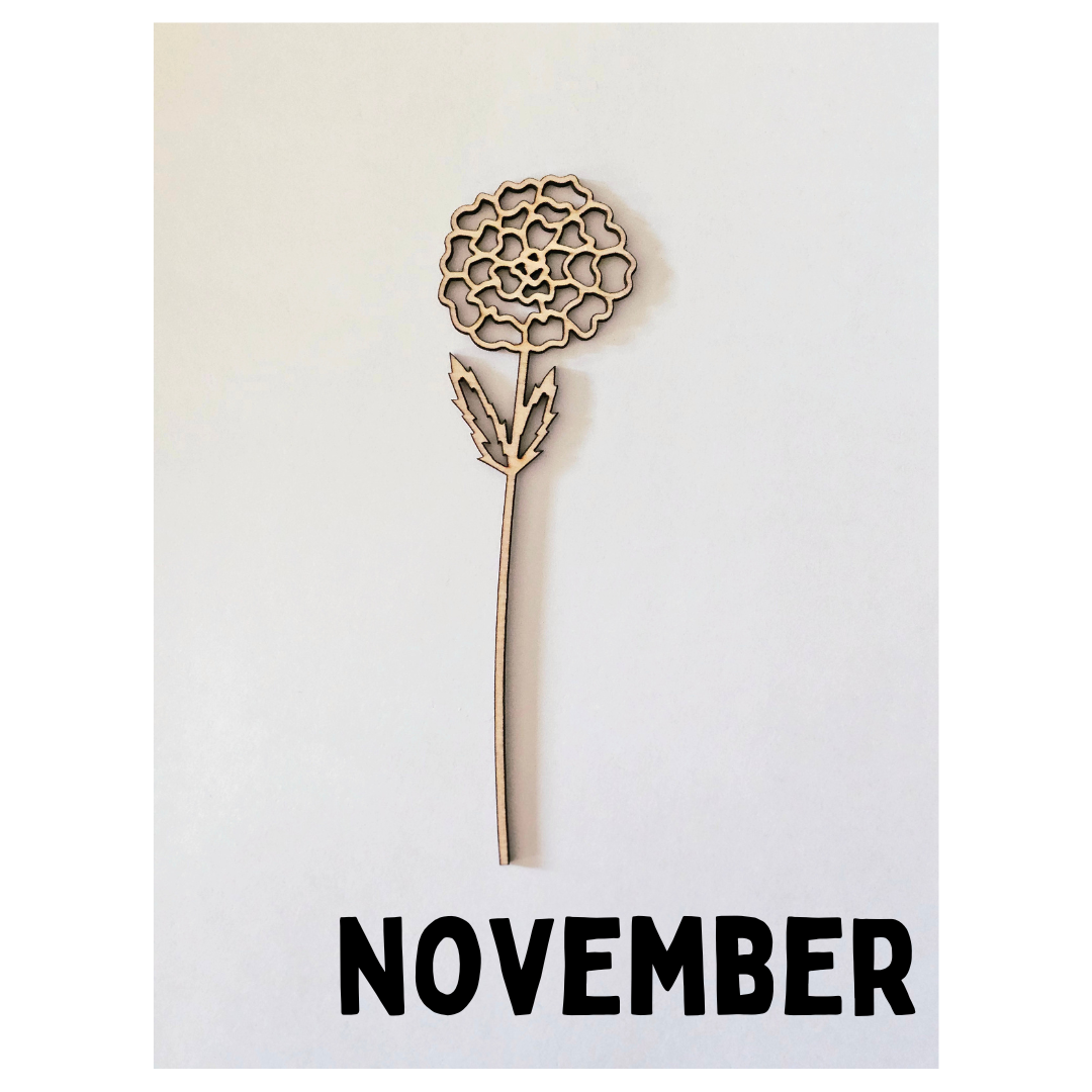 Wood Flowers - Birth Month Flowers (Sold Individually)