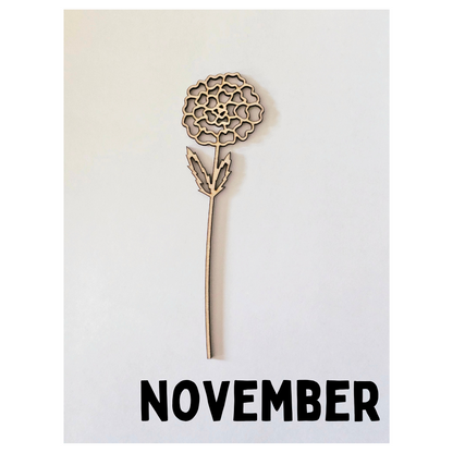 Wood Flowers - Birth Month Flowers (Sold Individually)
