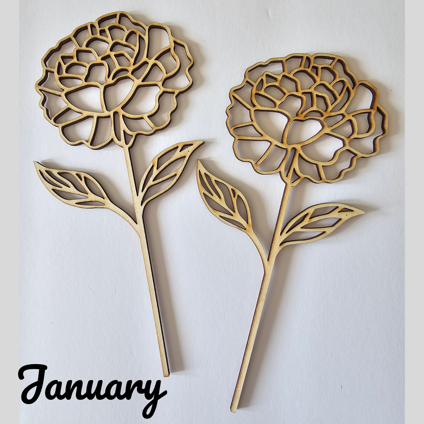 Wood Flowers - Birth Month Flowers (Sold Individually)