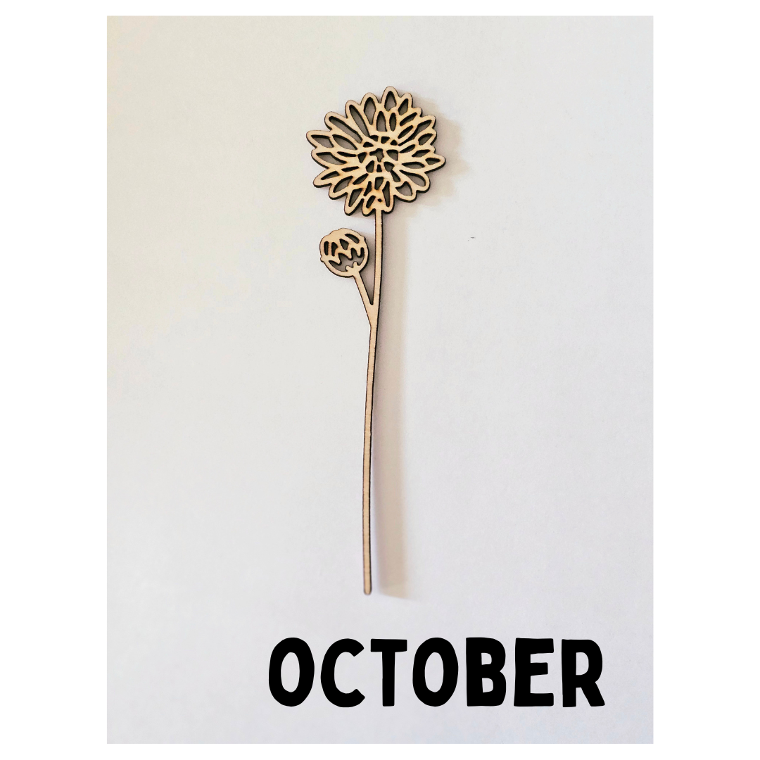 Wood Flowers - Birth Month Flowers (Sold Individually)