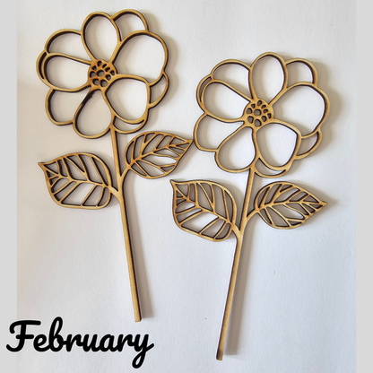 Wood Flowers - Birth Month Flowers (Sold Individually)