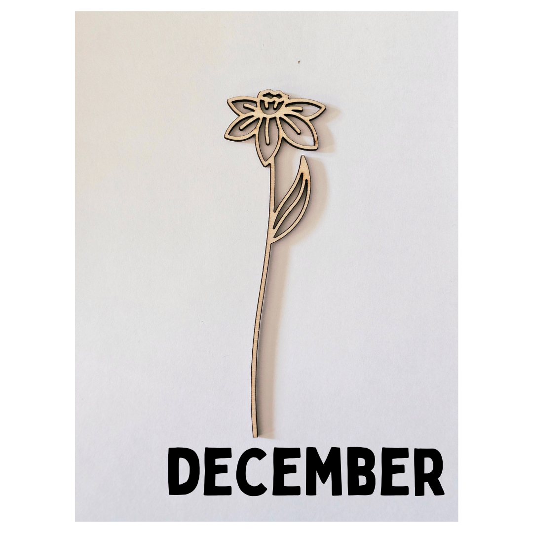 Wood Flowers - Birth Month Flowers (Sold Individually)
