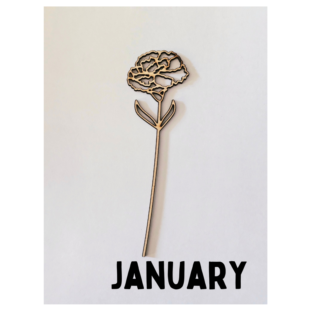 Wood Flowers - Birth Month Flowers (Sold Individually)