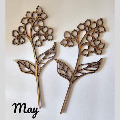 Wood Flowers - Birth Month Flowers (Sold Individually)