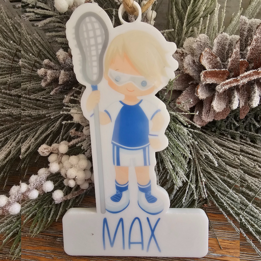 Lacrosse Boy Cut Out Ornament Personalized