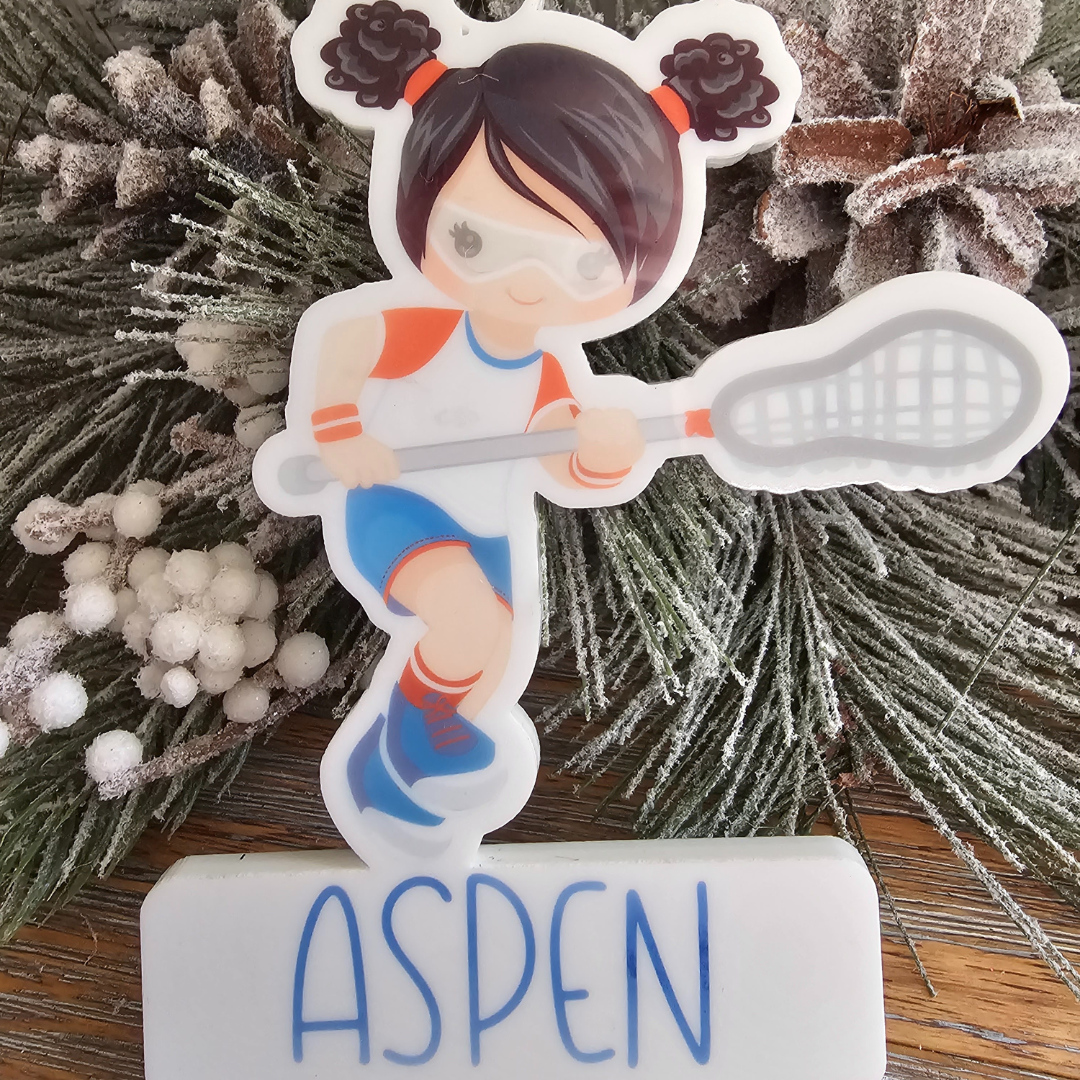 Lacrosse Girl Cut Out Ornament Personalized