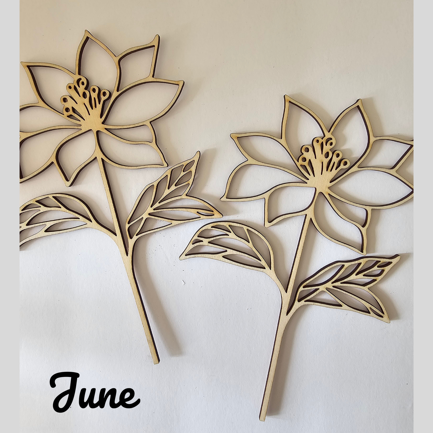 Wood Flowers - Birth Month Flowers (Sold Individually)