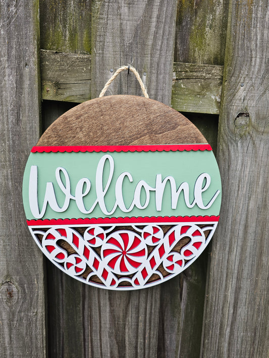 Welcome Candy Candy Wooden Door Hanging Sign