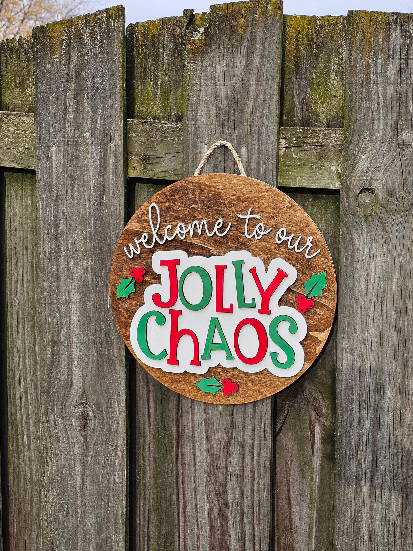 Jolly Chaos Wooden Door Hanging Sign