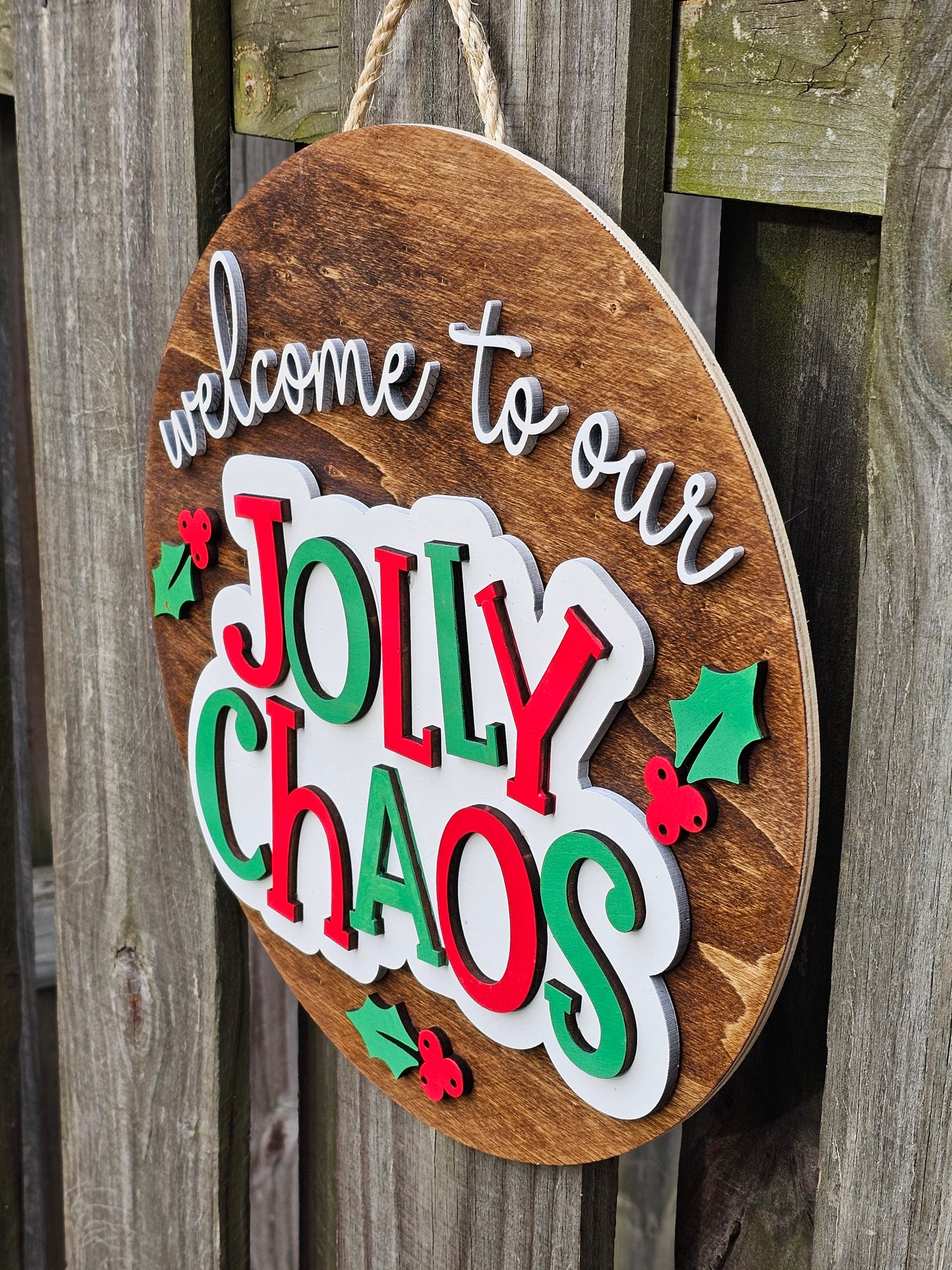 Jolly Chaos Wooden Door Hanging Sign