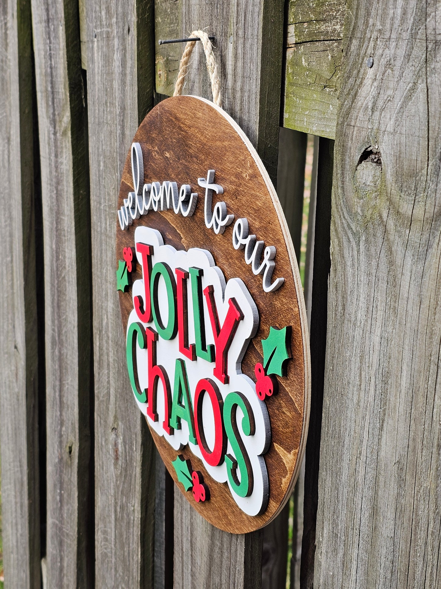 Jolly Chaos Wooden Door Hanging Sign