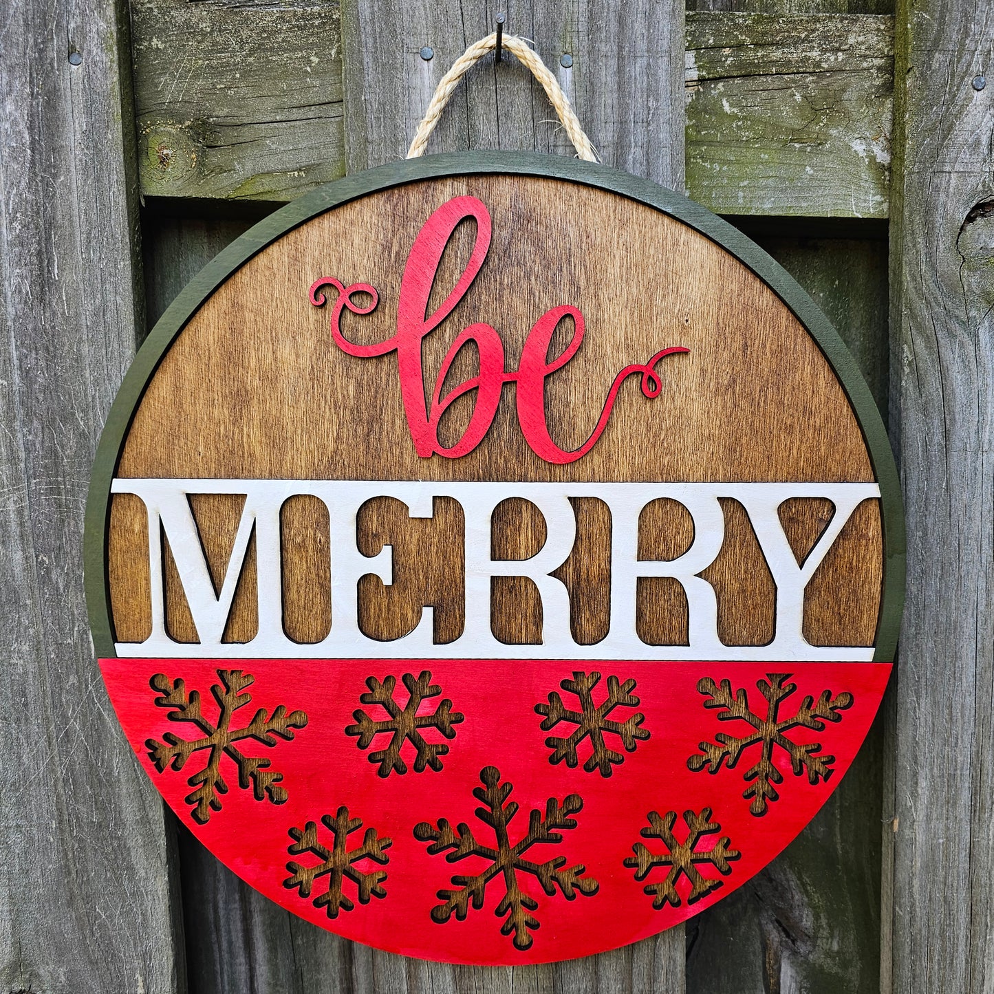 Be Merry with Snowflakes - Wooden Door Hanging Sign