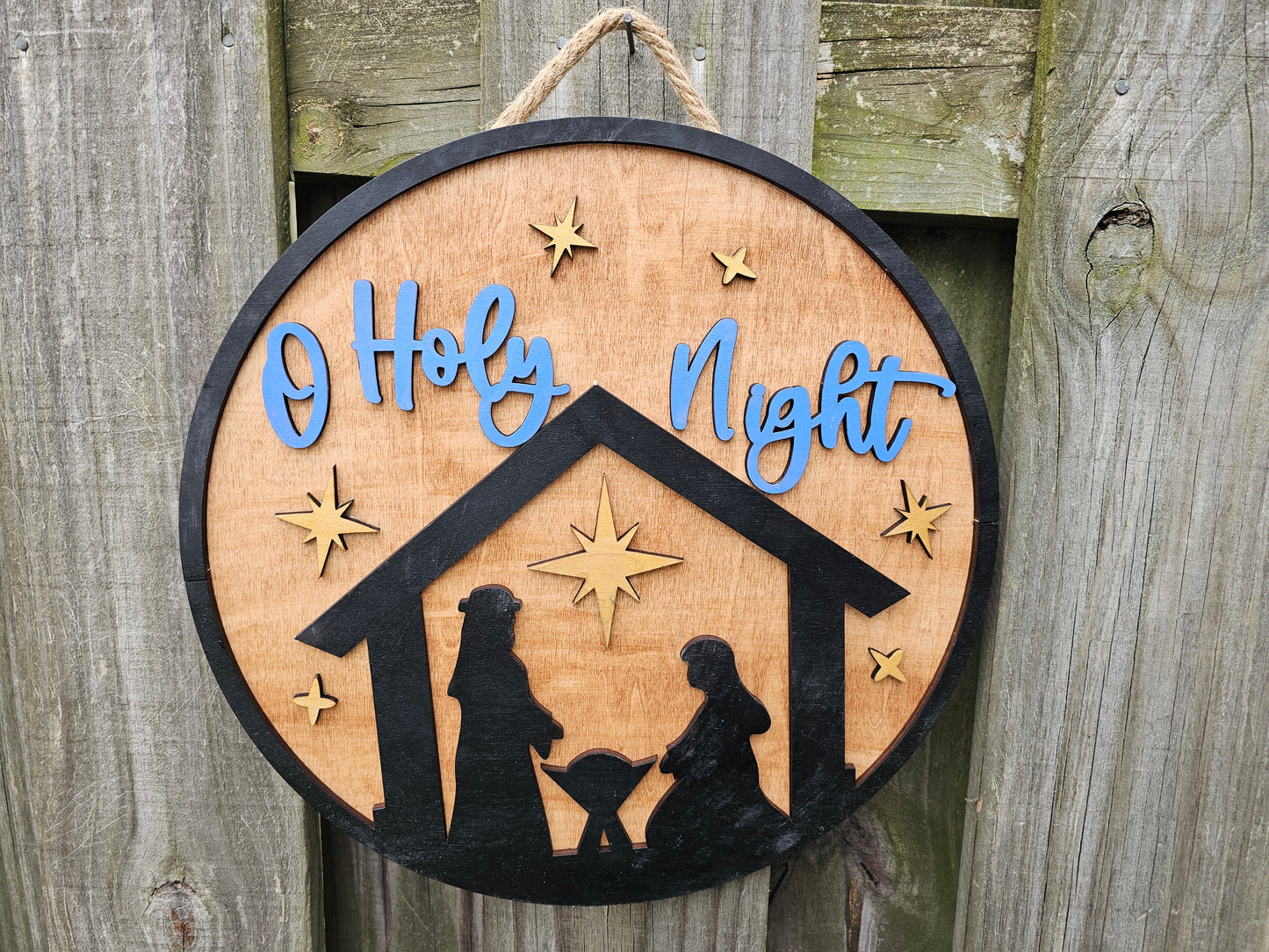 O Holy Night Wooden Door Hanging Sign