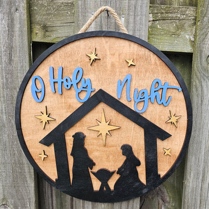O Holy Night Wooden Door Hanging Sign